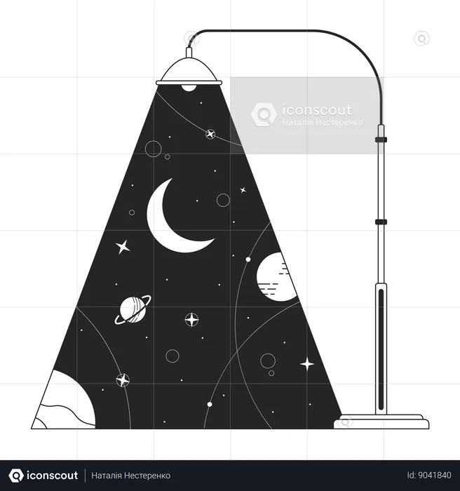 Galáxia dos planetas da luz do poste de luz  Ilustração