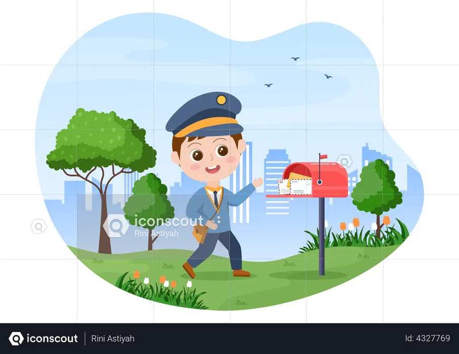 Postman delivering mail  Illustration