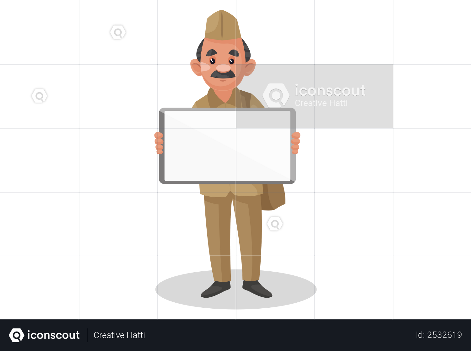Best Premium Postman holding blank board in his hand Illustration