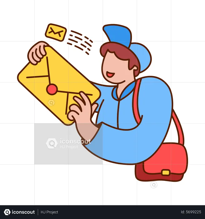 Postman holding letter  Illustration