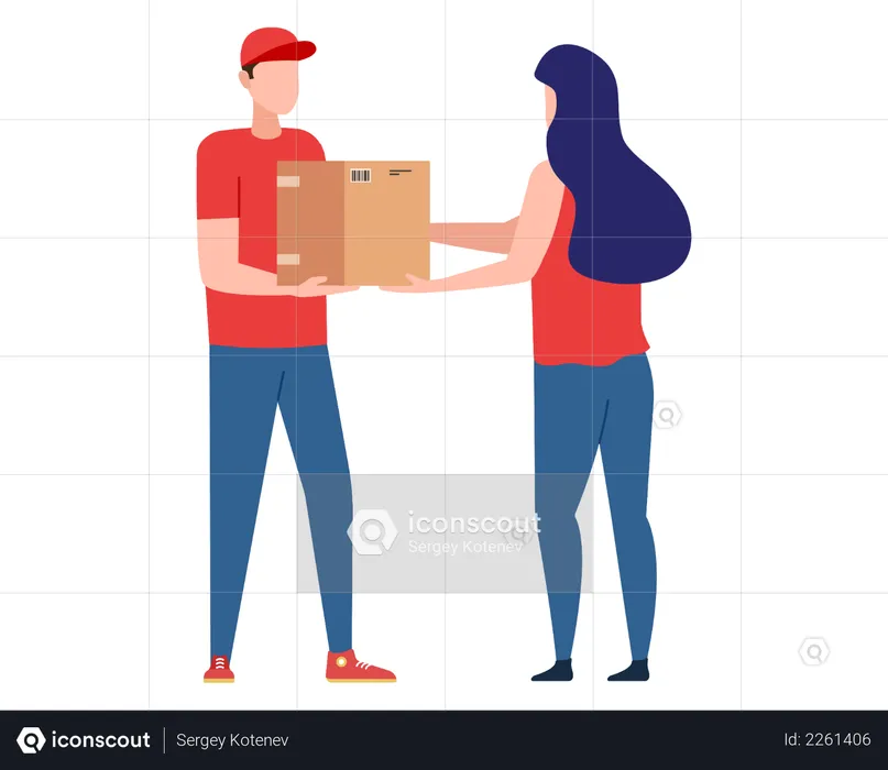 Postman with parcel order from home  Illustration