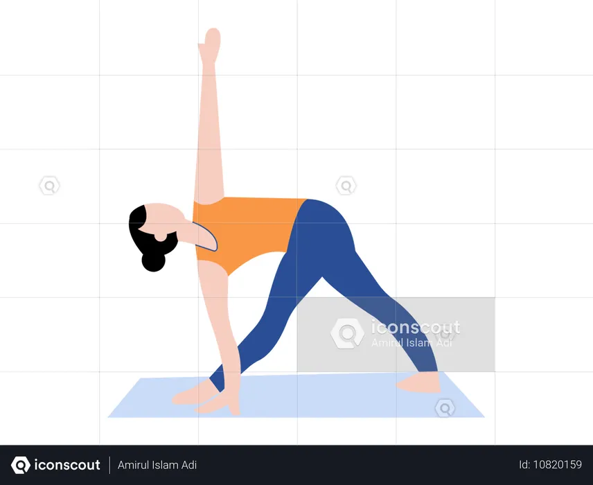 Postura de yoga triangular  Ilustración