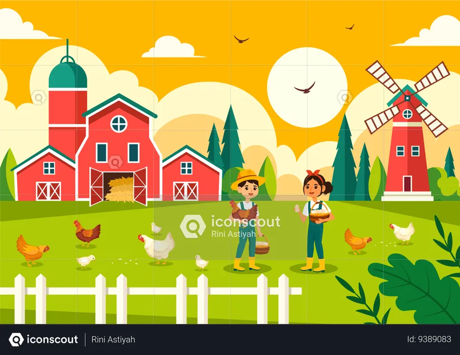 Poultry farming  Illustration