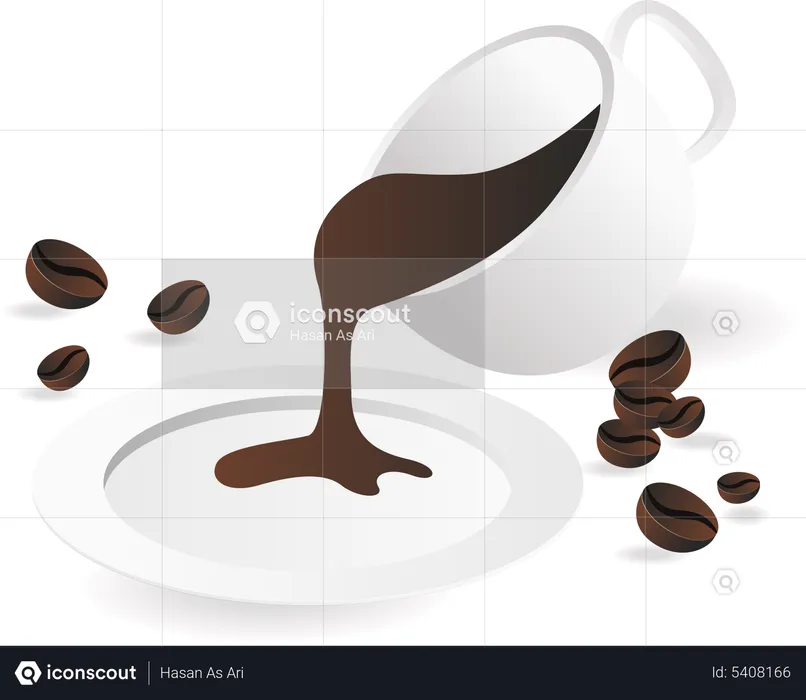 Pouring coffee in saucer  Illustration