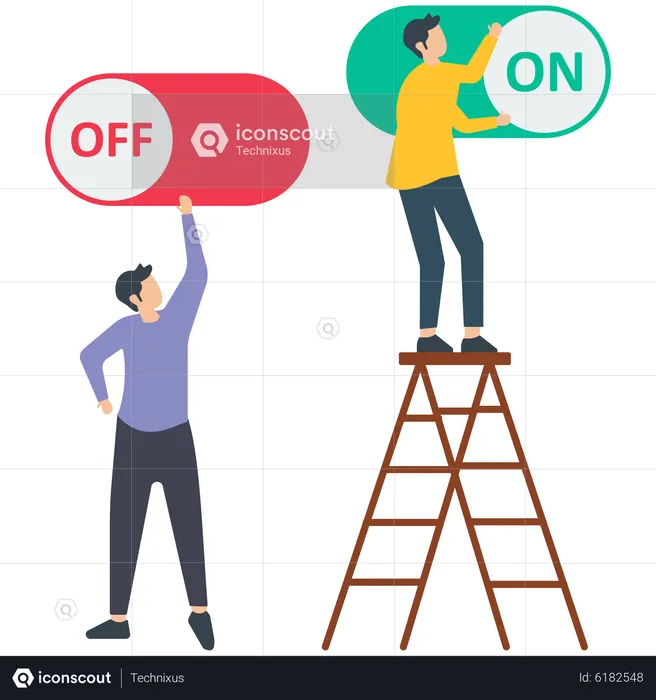 Power toggle to switch on or off  Illustration