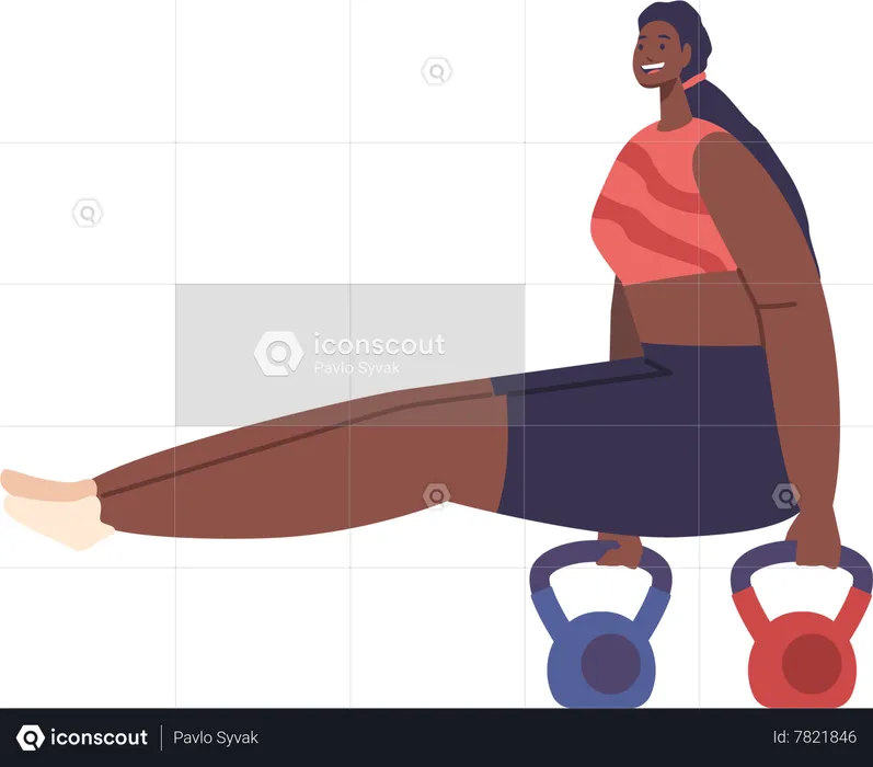 Powerful Black Woman With Sculpted Muscles  Illustration