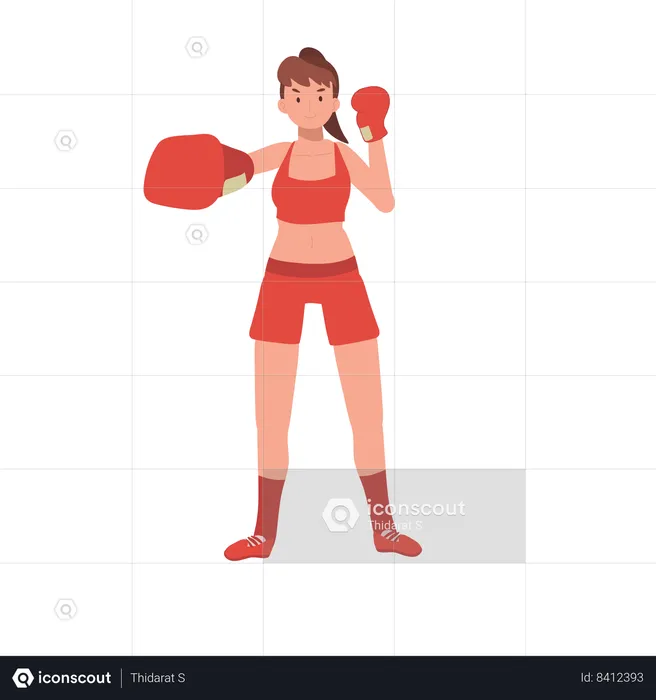 Powerful Female Boxer in Gym Workout Session  Illustration