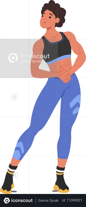 Powerfully Built Female Athlete In Dynamic Pose  Illustration