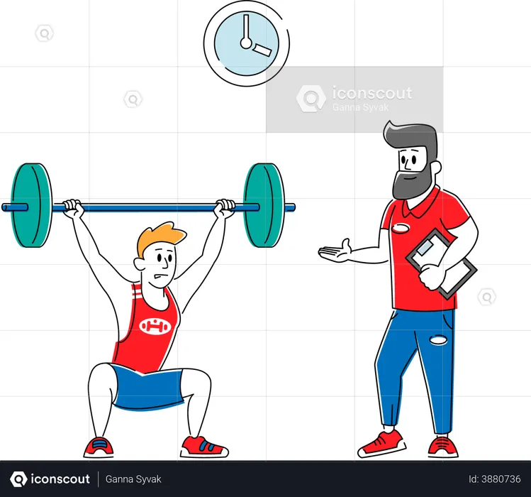 Powerlifter Training in Gym  Illustration