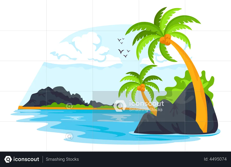 Paisagem de praia  Ilustração