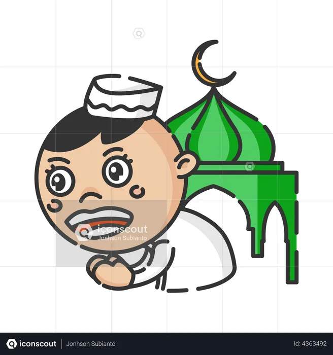 Praying at the mosque  Illustration
