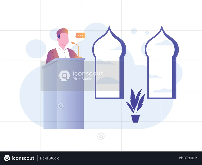 Prédication musulmane sur la chaire de la mosquée  Illustration