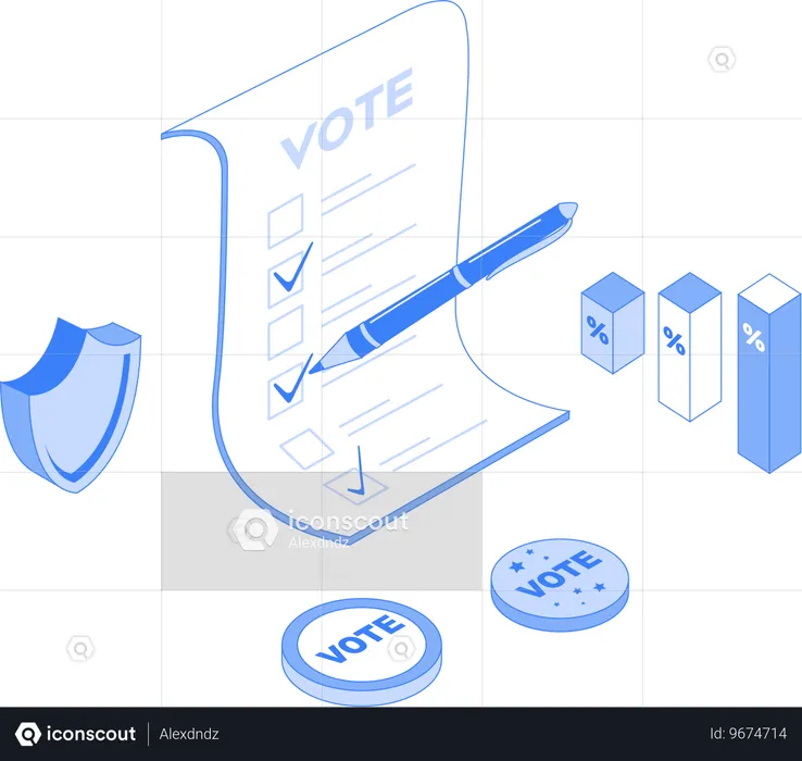 Preenchendo formulário de votação  Ilustração