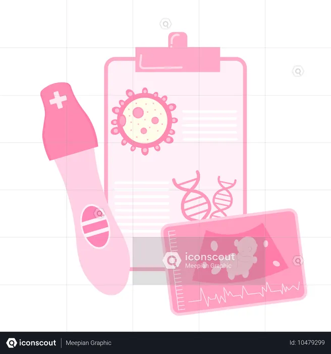 Pregnancy ultrasound and thermometer  Illustration