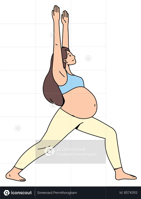 Pregnant Female doing Crescent Lunge Pose Yoga  Illustration