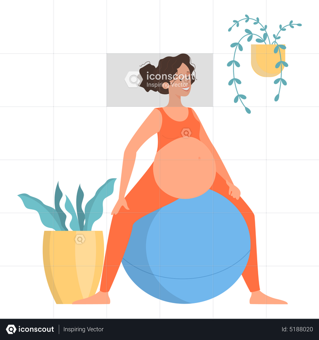 Pregnant female doing workout Illustration