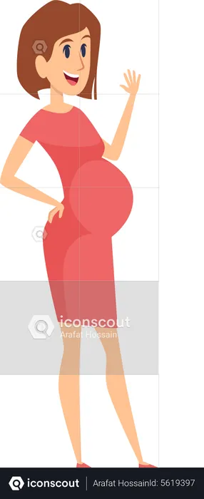 Pregnant female raising hand  Illustration
