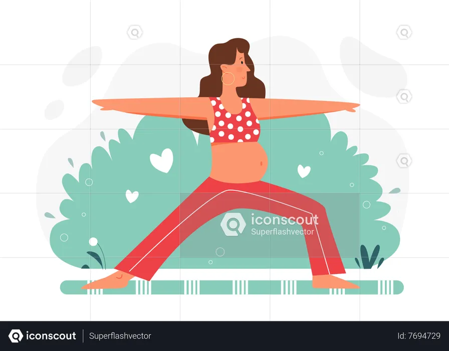 Pregnant Girl Doing Yoga  Illustration