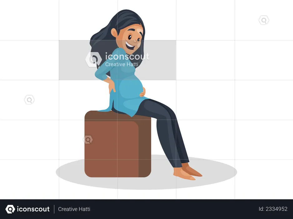 Pregnant girl sitting on sofa chair  Illustration