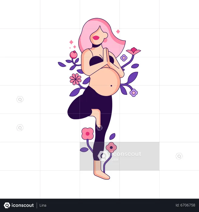 Pregnant lady doing workout  Illustration