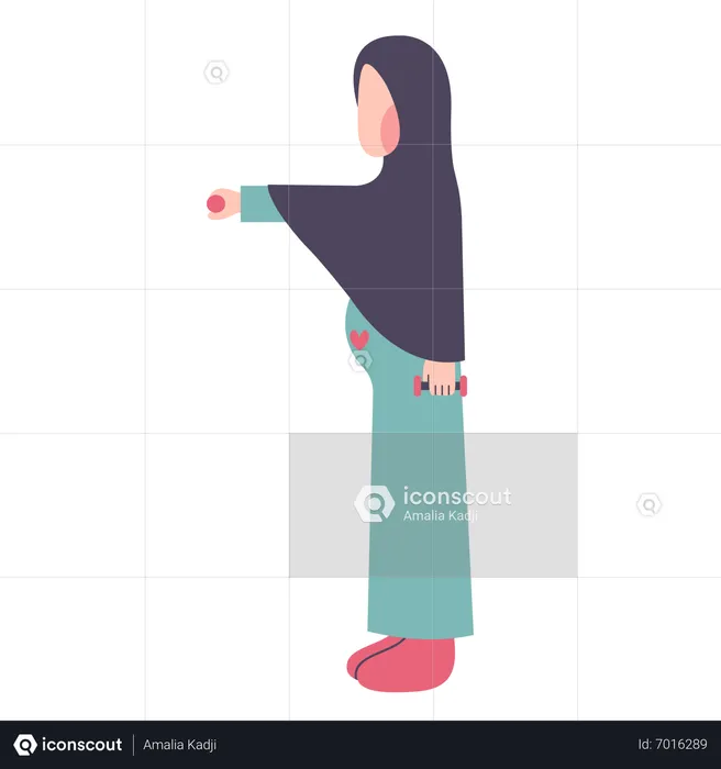 Pregnant Hijab Mother Exercising  Illustration