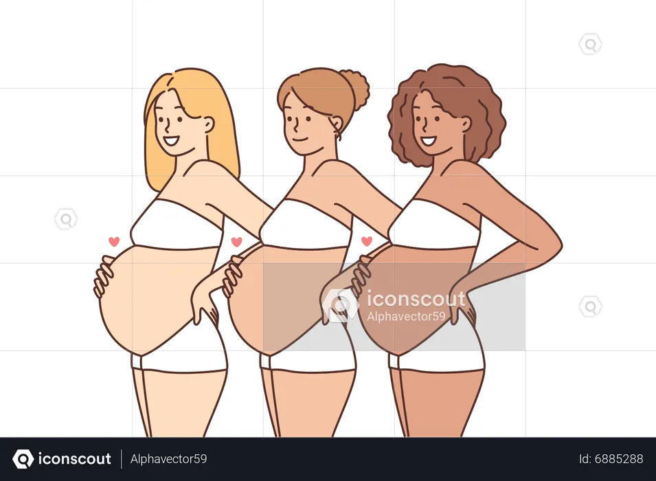 Pregnant ladies standing pose  Illustration