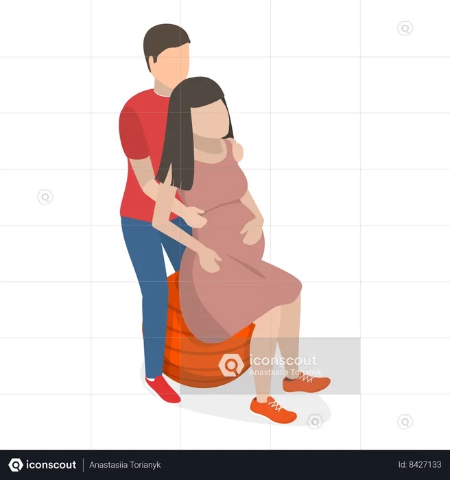 Pregnant lady doing yoga  Illustration