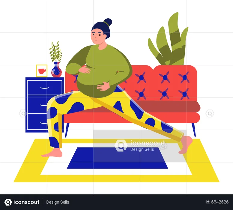 Pregnant lady doing yoga  Illustration