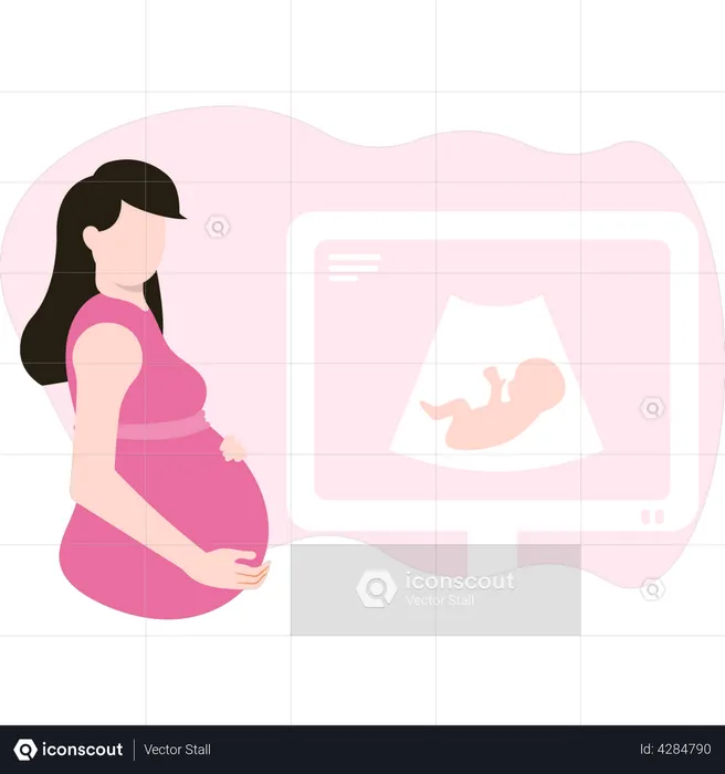 Pregnant lady is having a sonography  Illustration