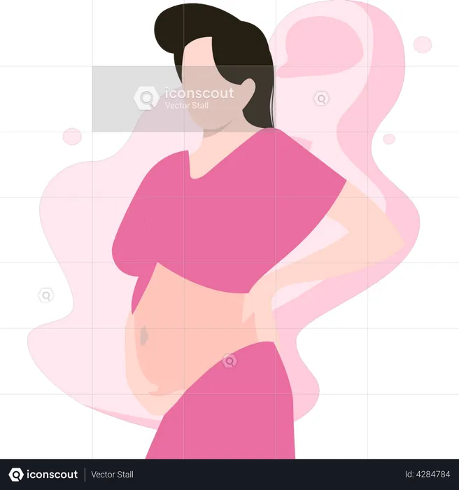 Pregnant lady is standing  Illustration