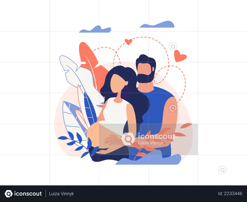 Pregnant lady with her husband  Illustration