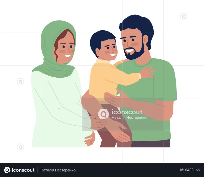 Pregnant mother and father carrying son  Illustration