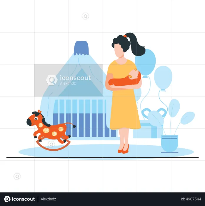 Pregnant mother making baby fall asleep  Illustration