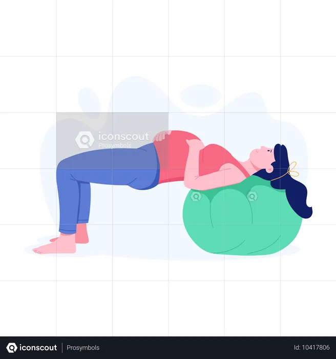 Pregnant woman doing Ball Exercise  Illustration