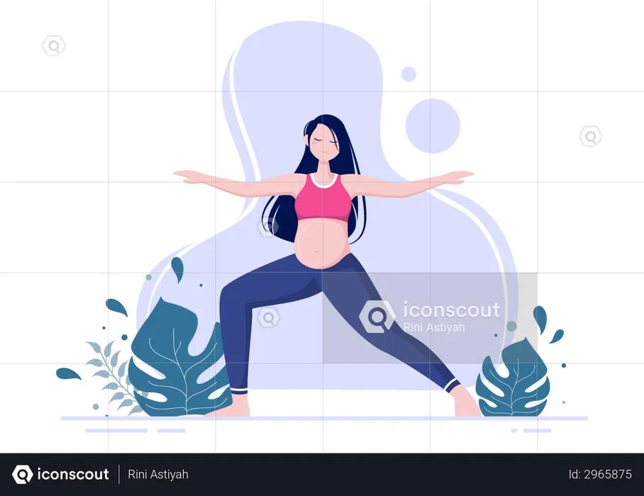 Pregnant Woman Doing Exercise  Illustration