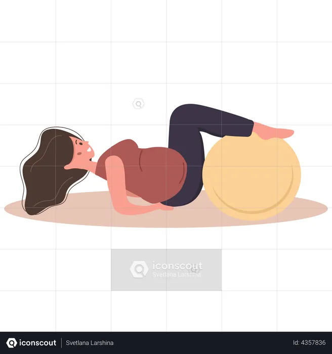 Pregnant Woman doing exercise using gym ball  Illustration