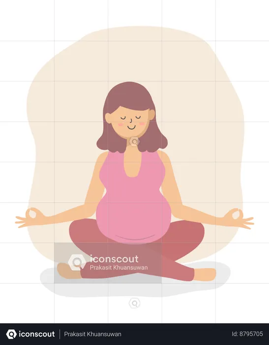 Pregnant woman doing meditation  Illustration