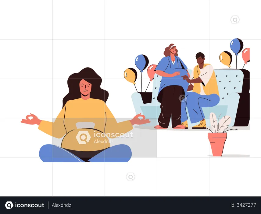 Pregnant woman doing meditation  Illustration