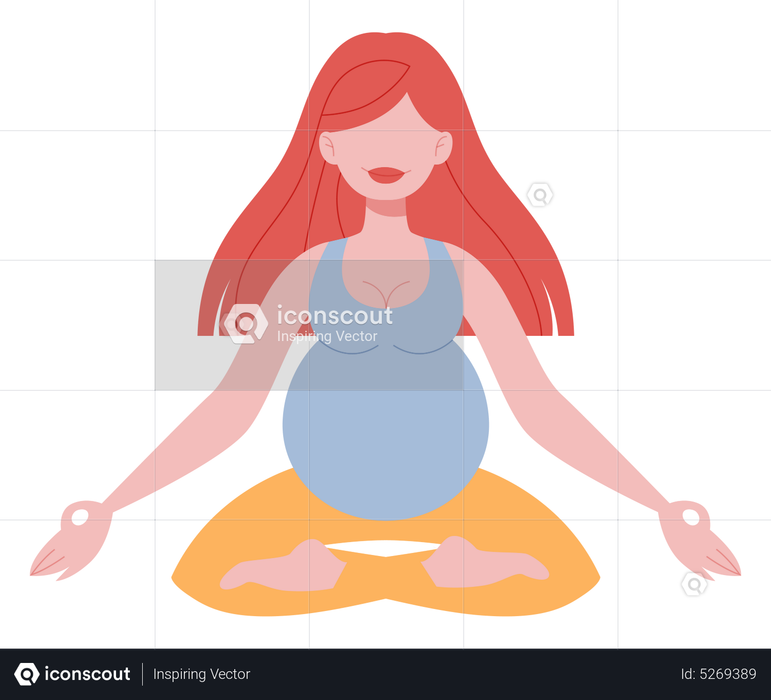Pregnant woman doing meditation Illustration