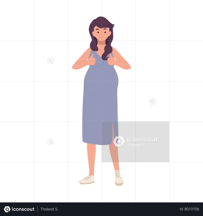 Pregnant Woman doing thumb up  Illustration