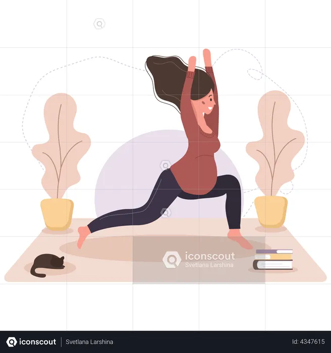 Pregnant woman doing yoga  Illustration