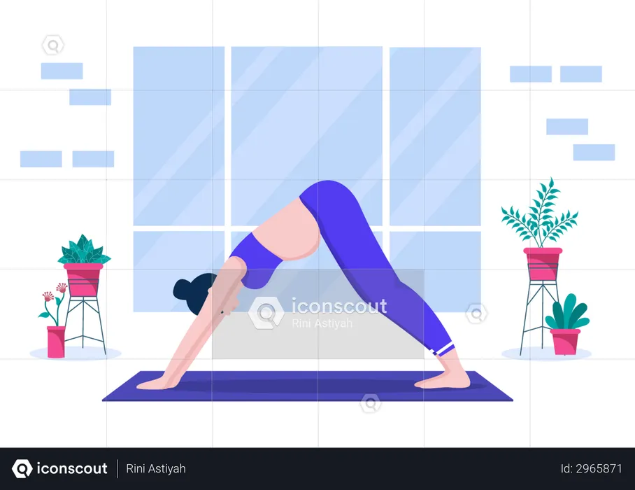 Pregnant Woman Doing Yoga Poses  Illustration