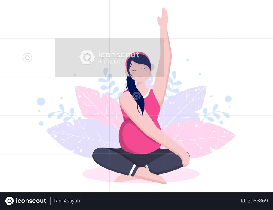 Best Pregnant Woman Doing Yoga Poses and meditation Illustration