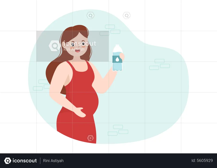 Pregnant woman Drinking Water  Illustration