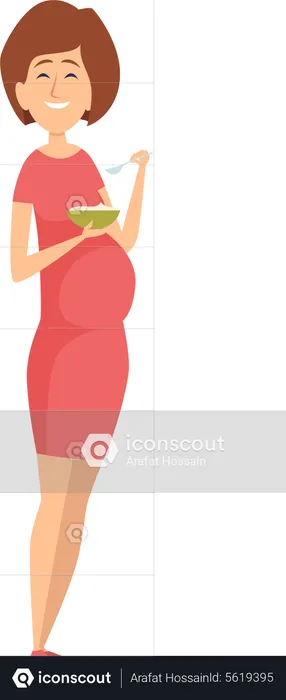 Pregnant woman eating food  Illustration