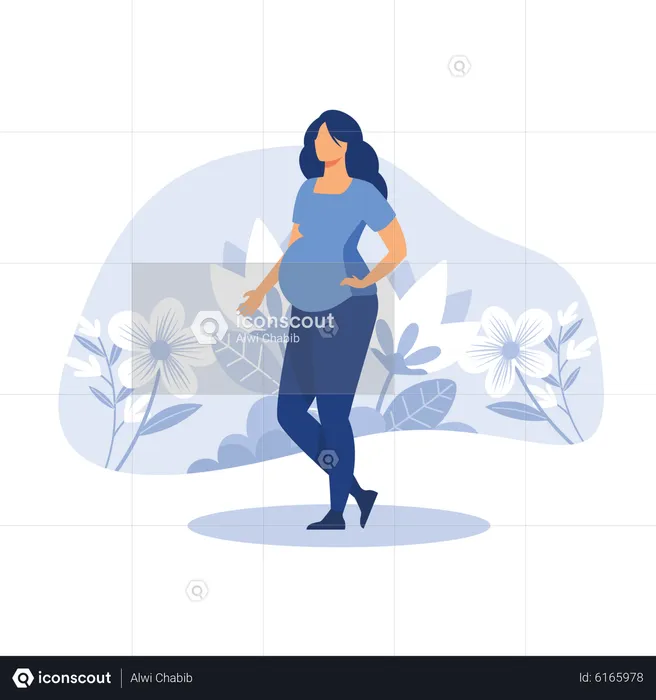 Pregnant woman expecting a baby  Illustration