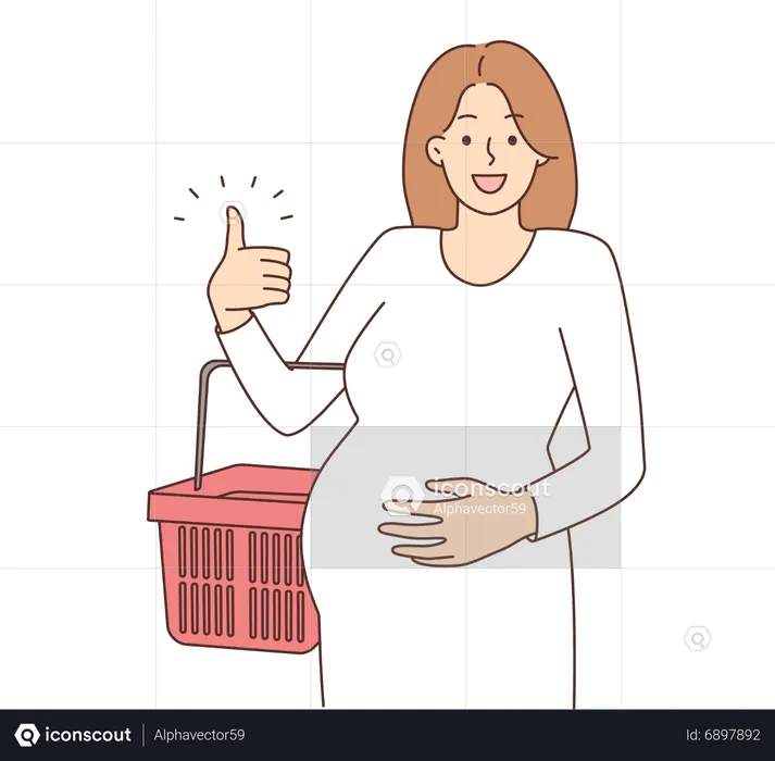Pregnant woman going outside  Illustration