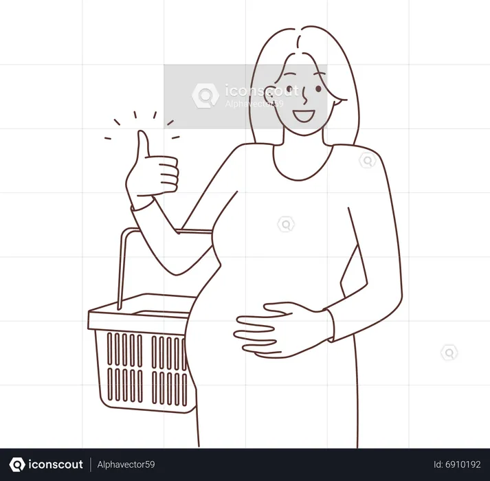 Pregnant woman going outside  Illustration