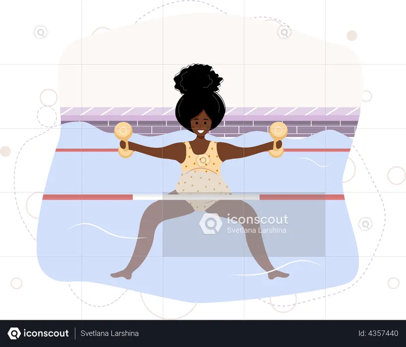 Pregnant woman in bikini in pool  Illustration