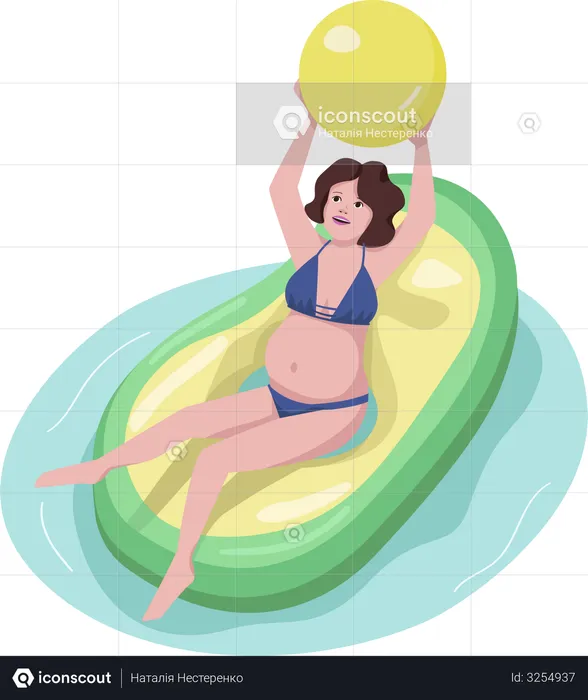 Pregnant woman in pool  Illustration